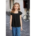 thumbnail image 3 of Arshiner Summer Shirts for Girls Girls Short Sleeve Tops Casual Square Neck T Shirts Kids Tunic Tees Blouses Black 11-12 Years 160 Black, 3 of 6