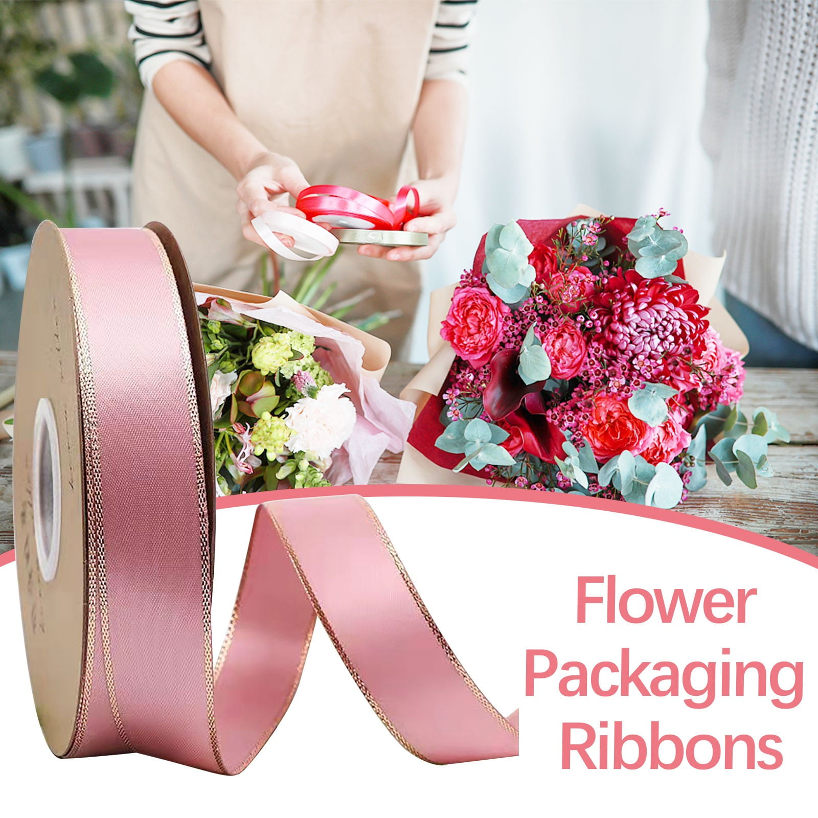 24 Nœuds Ruban Satin Auto-Adhésifs - 5cm Largeur - Rose - Pour DIY, Mariage, Cartes Et Décorations