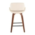 thumbnail image 4 of Lumisource Fabrico Mid-Century Modern Fixed-Height Counter Stool in Walnut Wood with Square Black Footrest and Cream Faux Leather - Set of 2, 4 of 7