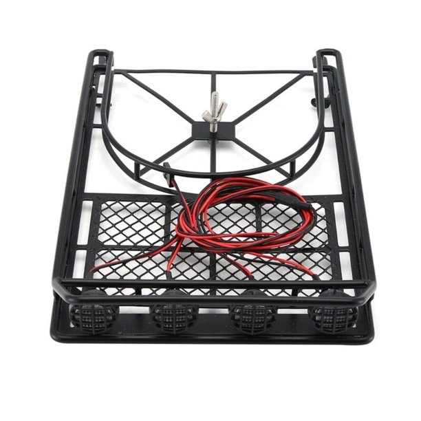 Estante de techo de coche RC con barra de luz, camión de escalada para D90, suministros de repuesto E65D