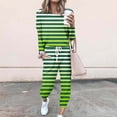thumbnail image 1 of Puntoco Traje Casual Con Cordón Y Cuello Redondo De Manga Larga Con Estampado Holgado A La Moda Para Mujer Verde L, 1 of 5