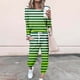 thumbnail image 1 of Puntoco Traje Casual Con Cordón Y Cuello Redondo De Manga Larga Con Estampado Holgado A La Moda Para Mujer Verde M, 1 of 5