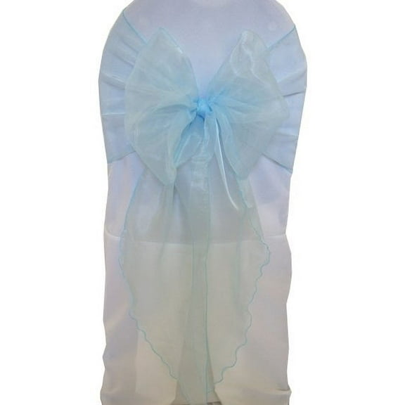 Wedding Linens Inc. (10pcs) 12" x 116" Organza Sheer Chair Sashes Chair Sash Bow ties with Angle end style for Wedding Party Catering Banquet Decoration Events - Baby Blue