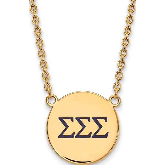 Ss/Gold Plated Sterling Silver With Gp Logoart Sigma Large Enl Pend Necklace (18 X 19) Made In United States gp028sss-18