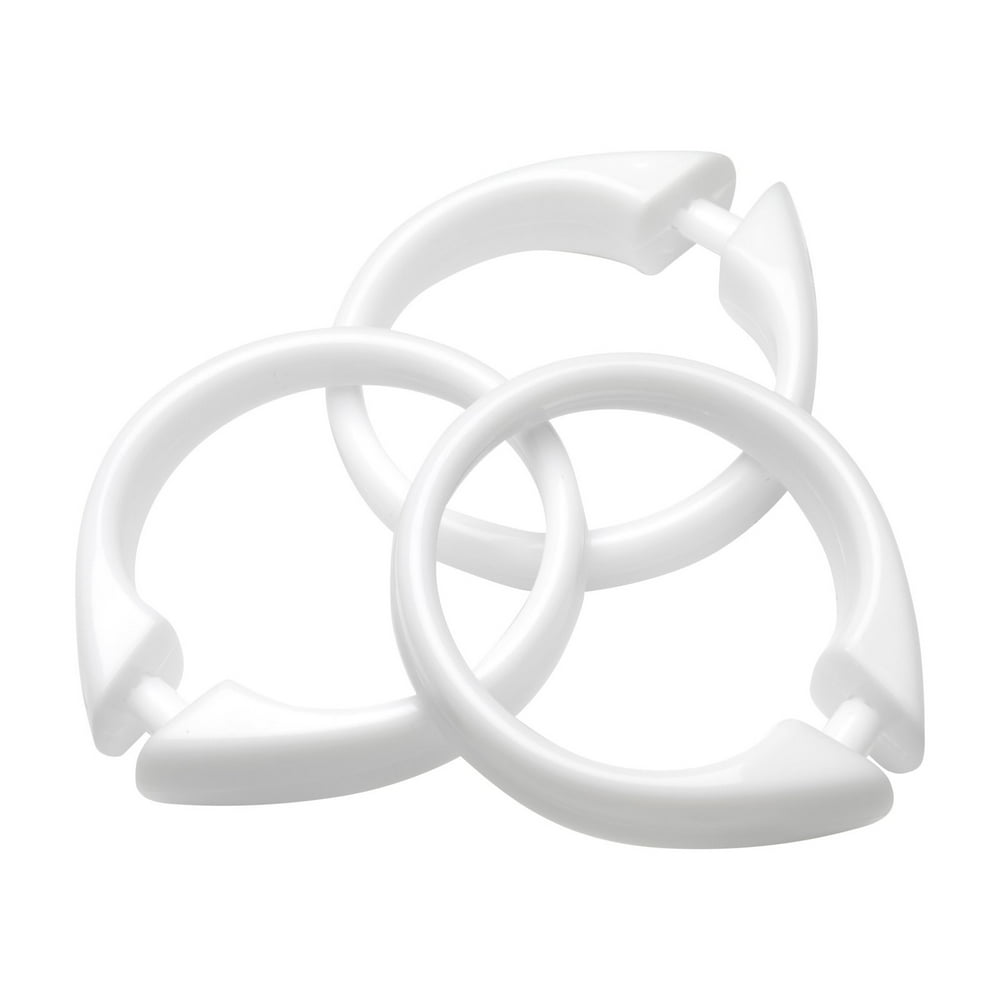 "Snap" Plastic Shower Curtain Hooks in White