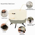 thumbnail image 2 of 1PC Round Patio Table Cover, UV Resistant All-Weather Defense, Suitable for Backyard/Deck Round Patio Tables, 2 of 6