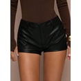thumbnail image 4 of Women's Faux Leather High Waist Mini Shorts, 4 of 5