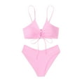 thumbnail image 2 of ylioge Womens Bathing Suits Two Piece Bikini Sets Built in Bras Swimsuits Ladies Trendy Solid Adjustable Low Rise Swimwear Set, 2 of 7