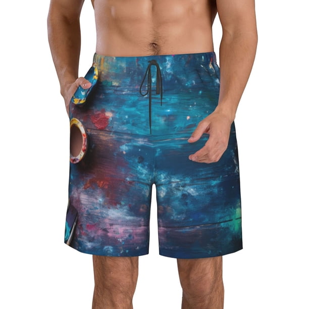 Fotbe Abstract Colorful Art Supplies Trajes de Baño Estampados para Hombre, Shorts de Verano de Secado Rápido, Ropa de Playa, Bañadores-Large