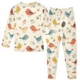 thumbnail image 2 of Dailycode Cotton Pajama Set Snug Fit Long Sleeve Top and Pants for 18M-8Y Cartoon Bird and Leaf, 2 of 7