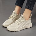 thumbnail image 4 of Domzle Women's Walking Shoes Comfortable Cushion Running Tennis Shoes Non-Slip Athletic Workout Cross Training Sports Fashion Sneakers Beige 37, 4 of 9
