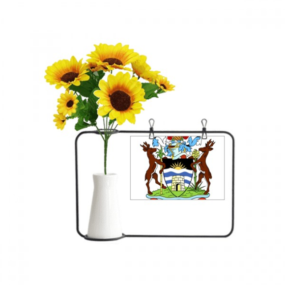 John's Antigua & Barbuda Emblem Artificial Sunflower Vases Bottle Blessing Card