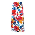 thumbnail image 6 of Axiiglly Satin Skirts for Women Summer Floral High Waisted Silk Flare Casual Maxi Skirts, S-2XL, 6 of 7