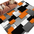 thumbnail image 2 of Modern Abstract Art 8x10 Area Rug for Living Room Sectional Sofa, Orange Gray Black Rectangular Washable Non Slip Large Rectangle Area Rug, 2 of 9