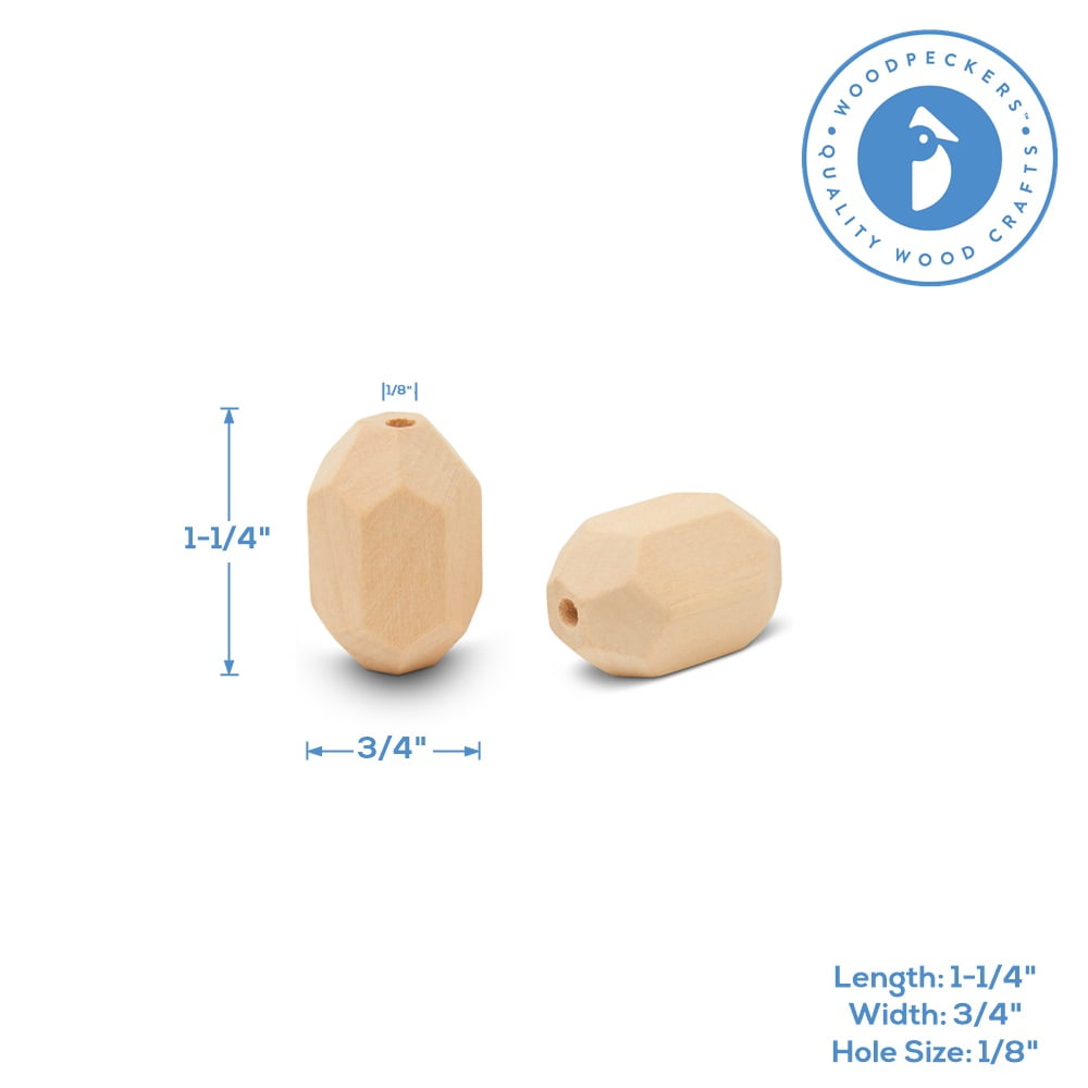 Gemstone Natural Wooden Beads 1-1/4 in, 25 Pcs Unfinished Wooden Beads, Boho Beads, Craft Beads, for Home decor, Jewelry, by Woodpeckers