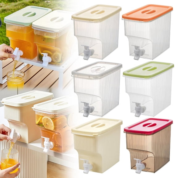 CoreLiving Plastic Drink Dispenser, 1 Gallon Fridge Beverage Container with Leak-Proof Spigot for Iced Juice, Lemonade, Party Serving and Bar Use