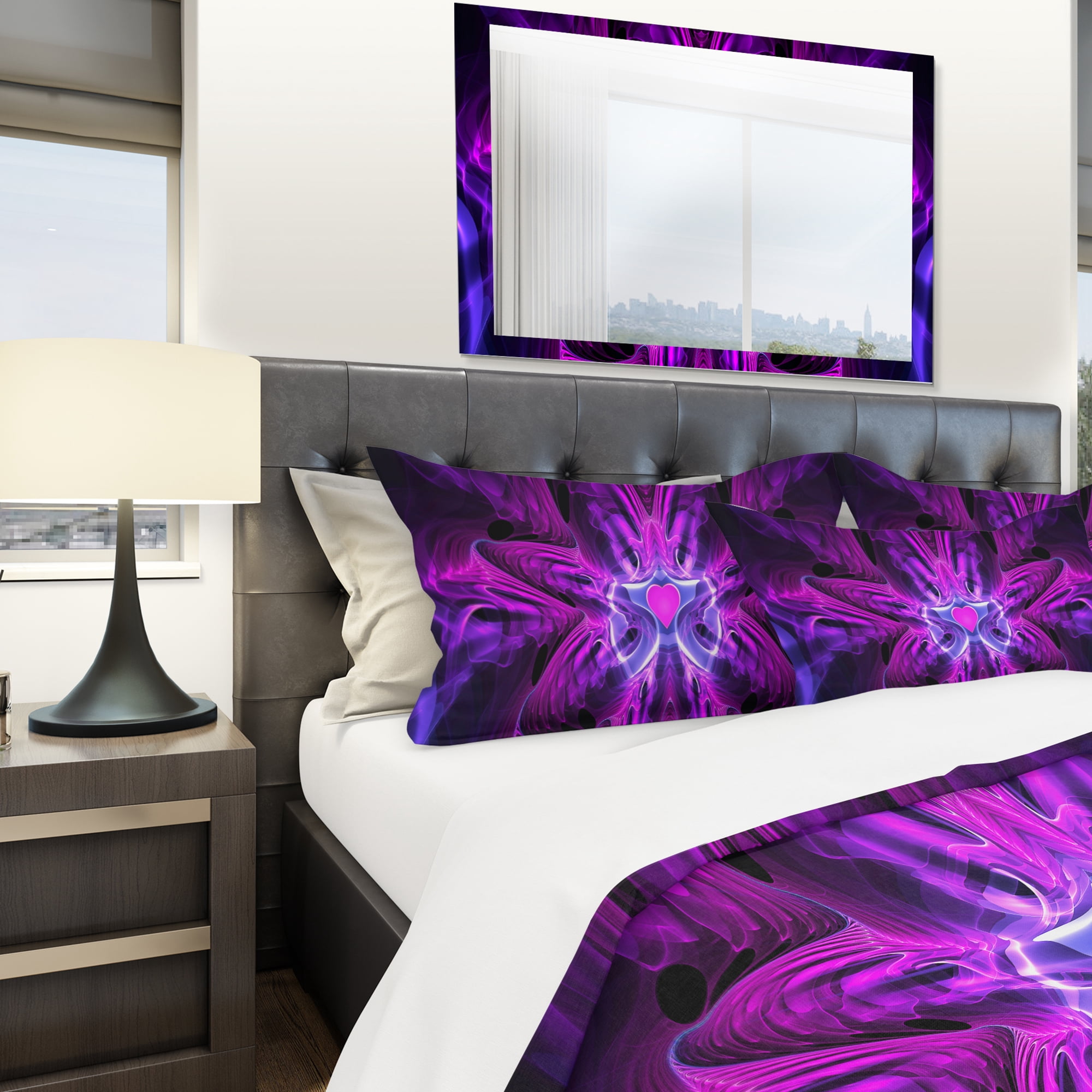 Designart 'Heart At The Center Purple Abstract' Modern & Contemporary Duvet Cover Set
