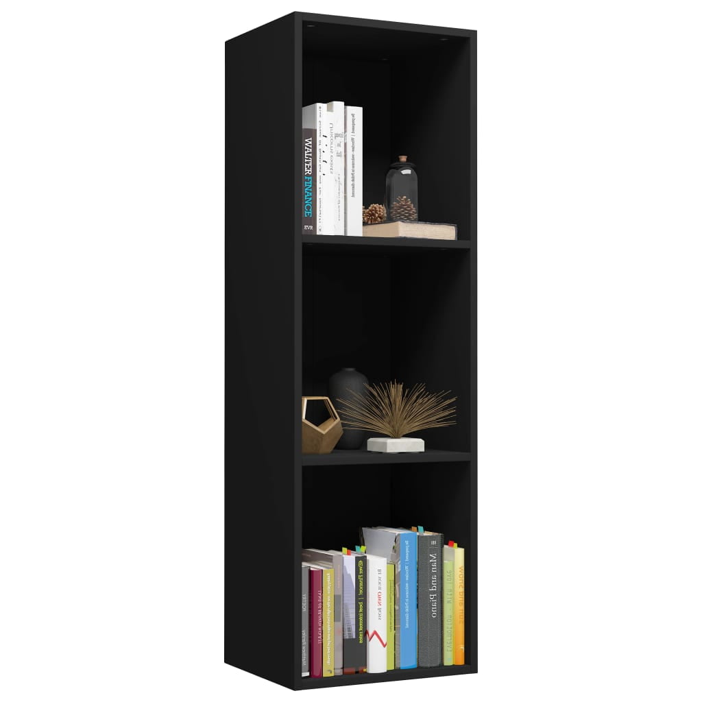 Kepooman 14" Modern 3-Tier Vertical Storage Bookcase for Office Living Room Bedroom, Black