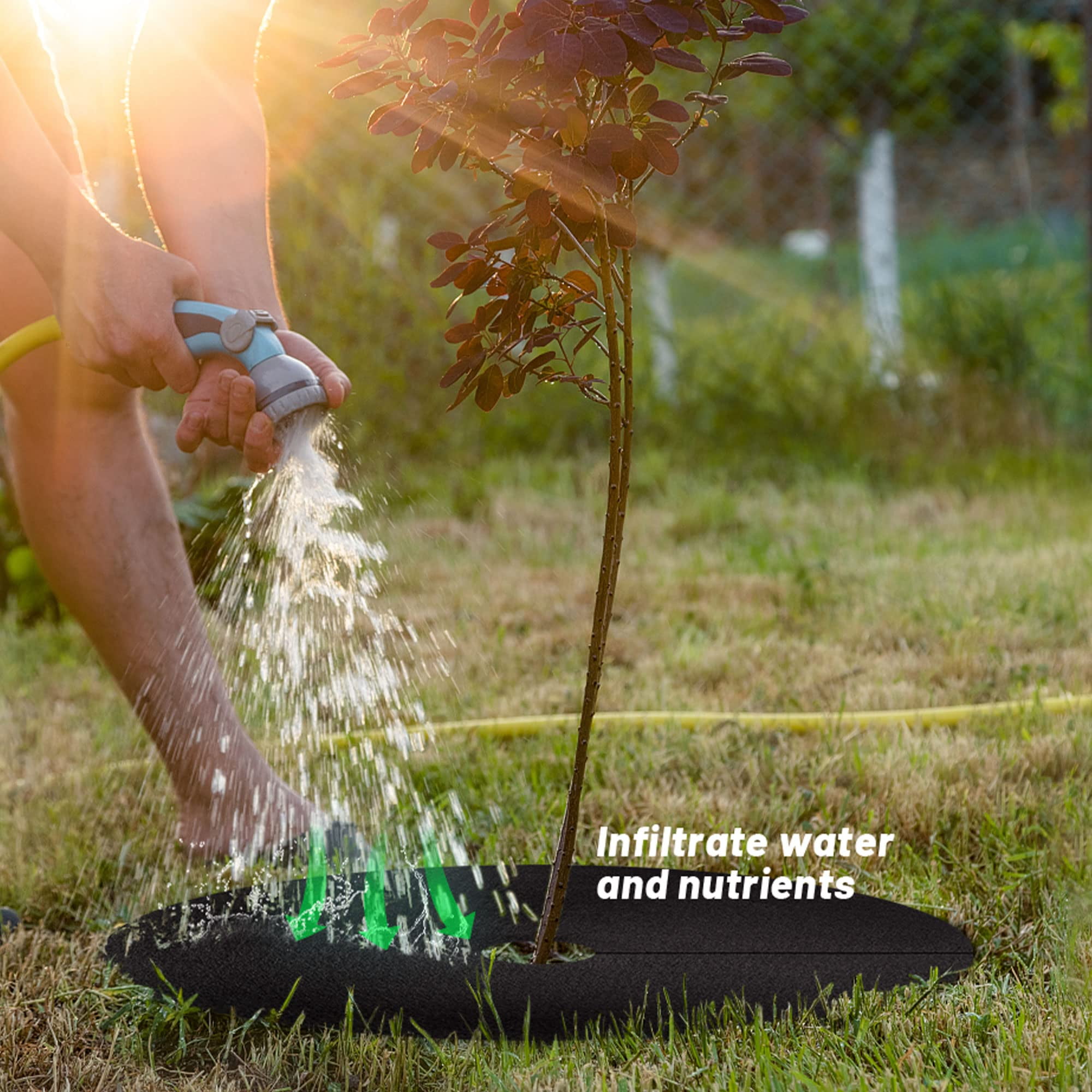 20.47 Inch Non-Woven Tree Mulch Ring 8 Pack, Weed Barrier Mat,Degradable Tree Mulch Used to inhibit Weed Growth and Landscape Weed Control Plant Root Protection