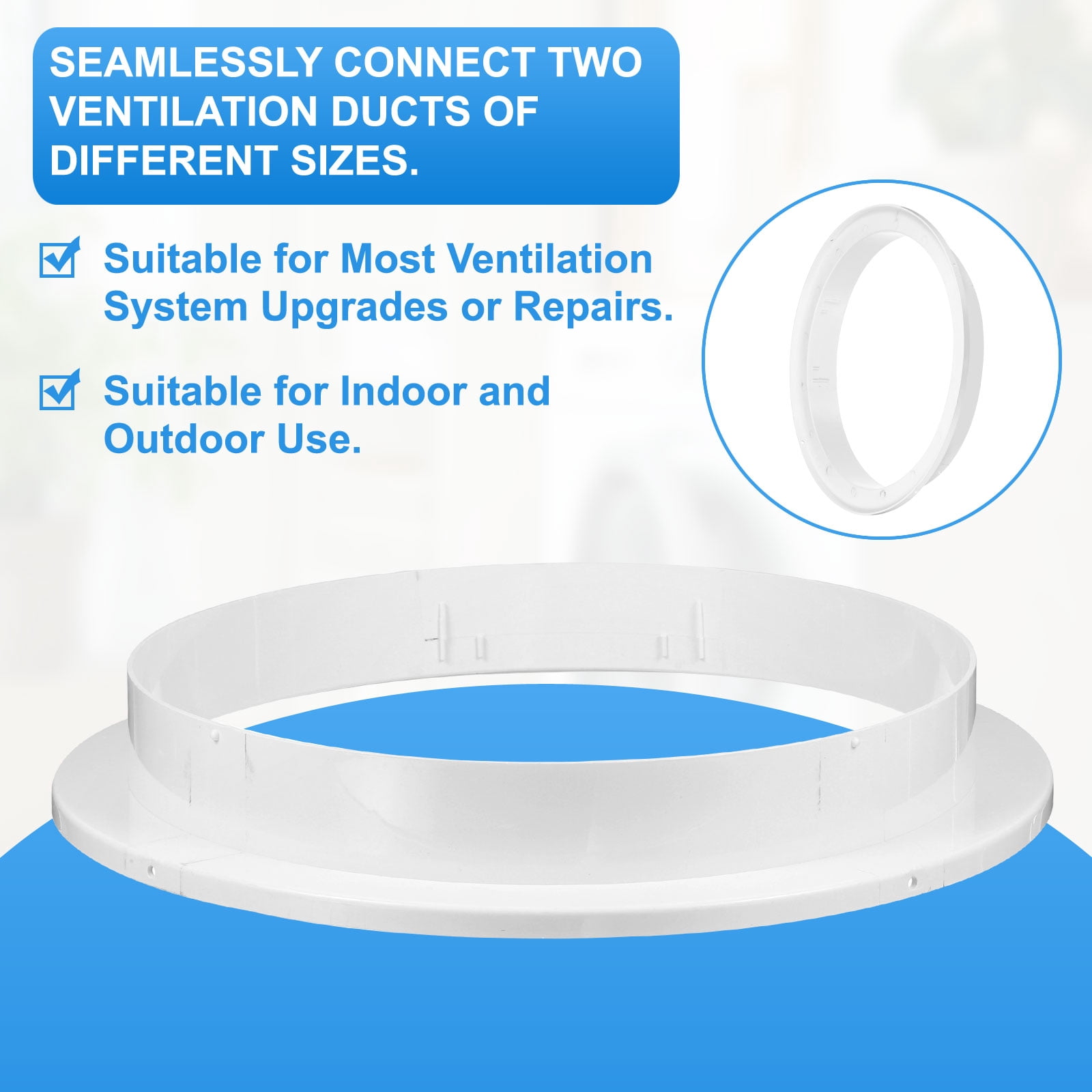 Uxcell 14 to 10 Inch Duct Reducer, 1Pcs ABS Air Duct Adapter HAVC Pipe Connector Dryer Vent Adapter Increaser Reducer for Inline Ventilation System, White (150mm to 100mm)