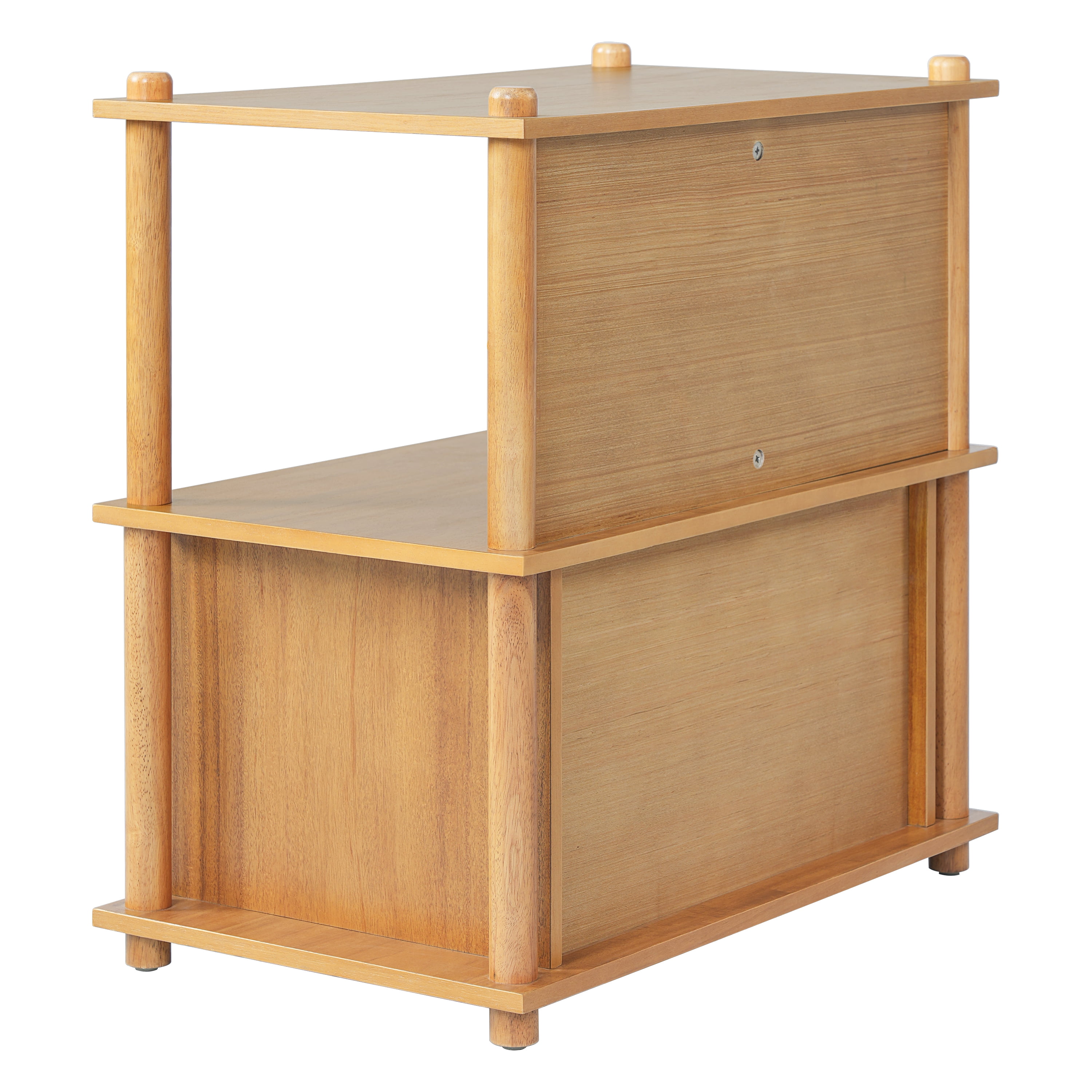 Wood Nightstand,End Table Side Table with Open Shelf & Storage Cabinet,Farmhouse Accent Table Bedside Table for Small Spaces,Living Room,Bedroom