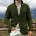 thumbnail image 2 of CharmCyan Men Knitted Cardigan Shawl Collar Button Down Long Sleeve Chunky Sweater Casual Warm Outerwear with Pockets Army Green L, 2 of 2