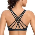 thumbnail image 1 of Sostén CRZ YOGA sin aros con copas acolchadas, escote en V y tiras, talla grande, azul marino, 1 of 4