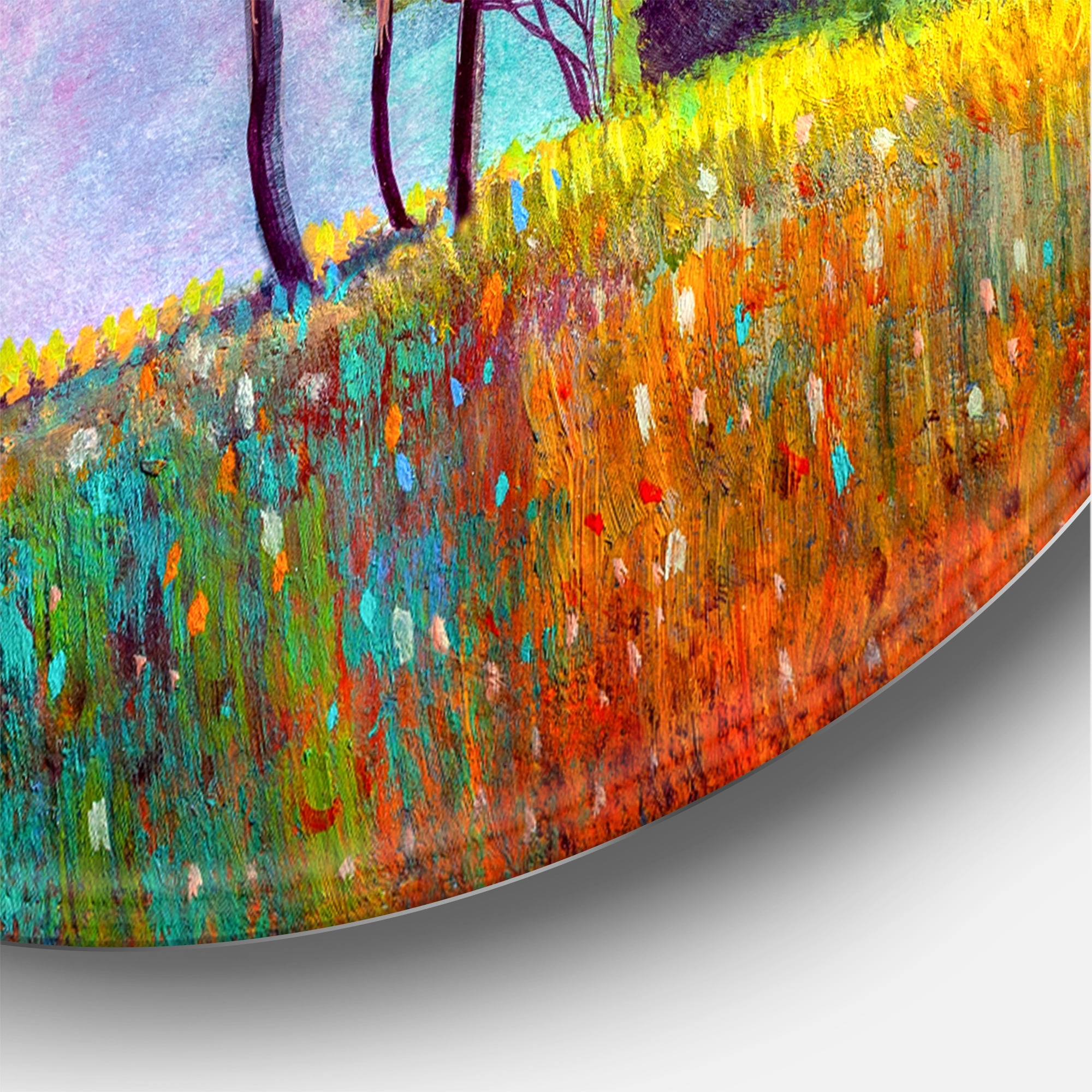 Designart 'Beautiful Village House On A Hot Summer Day' Modern Circle Metal Wall Art 23x23 - Disc of 23