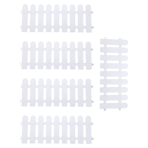 RENACLIPY Garden Fence Panel Garden Picket Fence White Plastic 5Pcs 19.7*7.9*0.8in