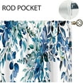 thumbnail image 6 of Teal Eucalyptus Botanical Leaves Floral Small Kitchen Curtains Blue Flower Window Treatment Wildflower Plant Cafe Short Window Curtains for Bathroom Room Tier Treatment Drapes 27.5x39 inch, 6 of 6