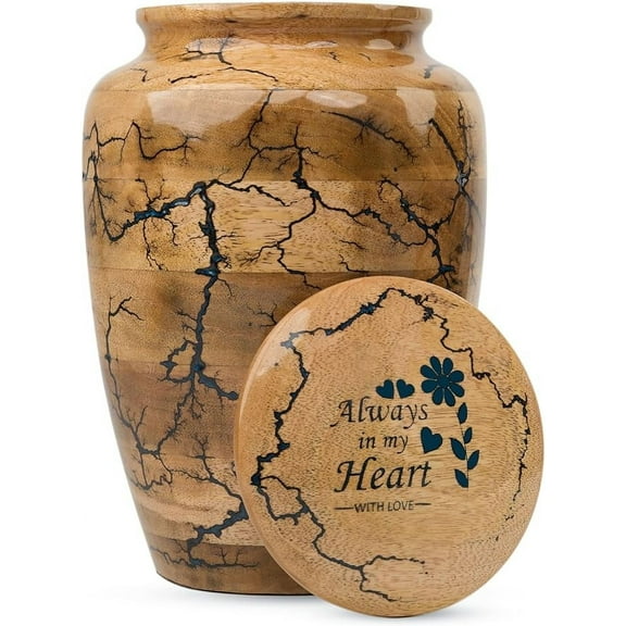 STONLIF Wooden Urns for Human Ashes - Adult Male, Female | Epoxy Resin Cremation Memorial, Decorative Urn for Ashes | Funeral Urns - Large Up to 250 lbs