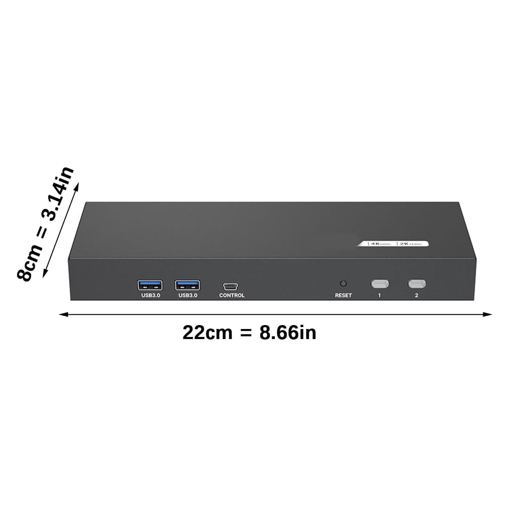 Two Monitor Sharing KVM Switcher Supports 2 Computers 4K Resolution USB3.0
