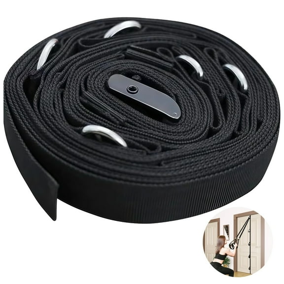 Heavy Duty Fitness Door Anchor Strap, 16.4 Ft/5 M Adjustable Resistance Band System, Multi-Point Home Gym Accessory, Cable Ankle Attachment for Full Body Workouts, Portable Recovery Training