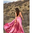 thumbnail image 3 of Vestido MisShow de satén para dama de honor 2025 con tirantes finos, rosa, 3 of 8