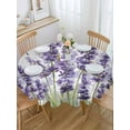 thumbnail image 5 of Purple Lavender Flower Round Tablecloth 60 inches Vintage Purple Lavender Floral Watercolor Dragonfly Waterproof Oil-Proof Table Cloth Round Table Cover for Holiday Party Picnic Dinner Decor, 5 of 9