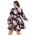 thumbnail image 2 of SCOMCHIC Women Casual Plus Size Wrap Dress Floral Print Belt Long Sleeve Short Dress Black Flower 4XL, 2 of 5