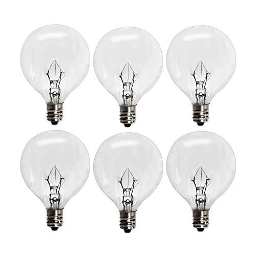 Lot de 6 Ampoules Chauffe-Cire, G50 25 Watts E12 Ampoules à Incandescence pour Chauffe-Bougies Parfumés Pleine Grandeur, G16.5 Ampoules à Base de Candélabre Globe E12 Ampoules Transparentes pour Chauffe-Cire de Bougie, 1.97 Pouces