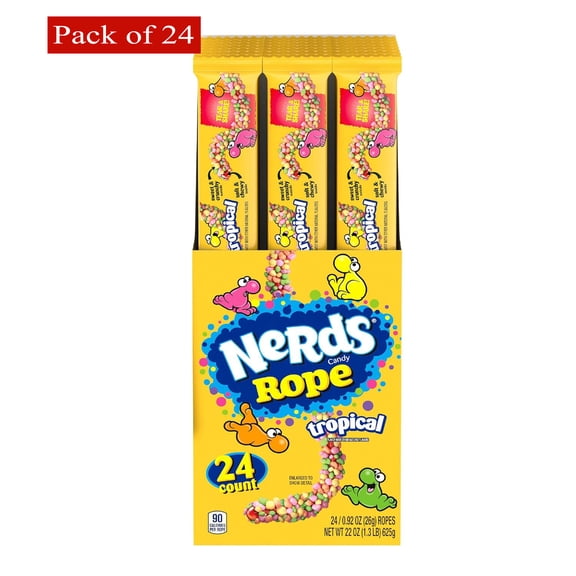 Nerds Rope Tropical Candy - 26 g / 0.92 oz Ropes - 24 Counts