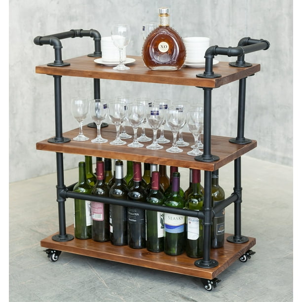 Bar Carts for The Home, Bar Cart, Serving Cart with Wheels, 3 Tier Bar Cart on Wheels