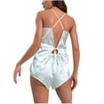 thumbnail image 4 of IROINNID Sleepwear Sets for Women Silk Halter Pajamas with Shorts Homewear Pajamas Two-piece Set,Light Blue A, 4 of 6