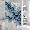 thumbnail image 6 of Blue Marble Texture Bathroom Shower Curtains with 12 Hooks Polyester Waterproof Shower Curtain for Stalls and Bathtubs Luxury Gradient Fluid Art Decorative Bathroom Privacy Curtain 54x78 Inches, 6 of 9