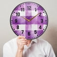 thumbnail image 6 of Yayeee Wall Clock Battery Operated 9.5" Silent Non-Ticking for Living Room, Purple and White Pattern, 6 of 8