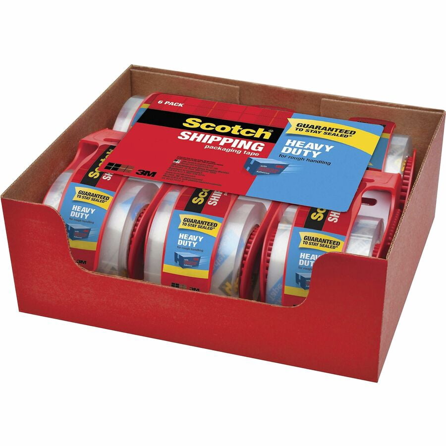Scotch 3850 Heavy-Duty Packaging Tape in Sure Start Disp., 1.88" x 800", Clear, 6/Pack -MMM1426