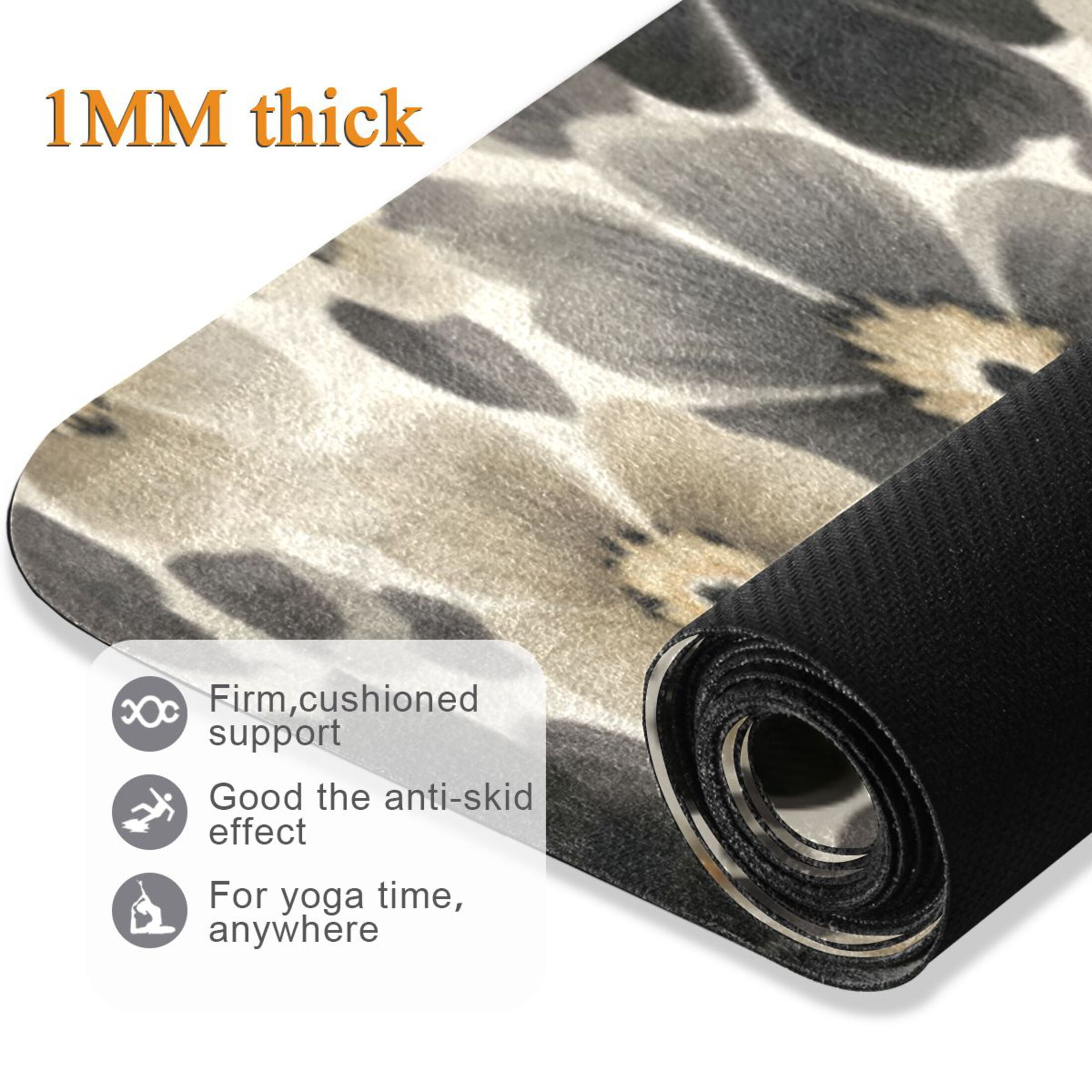 BZSMCE Yoga Mat Women Fitness Mat Monochrome Floral Dreamscape Pattern