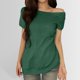 thumbnail image 2 of Blusa de manga corta con hombros descubiertos para mujer - Camiseta informal de verano de color liso, 2 of 6