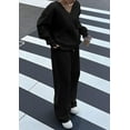 thumbnail image 3 of PRETTYGARDEN Casual Winter Two Piece Sets for Women V Neck Sweatshirt Loose Wide Leg Pants Tracksuit Knit Fall Outfits, 3 of 10