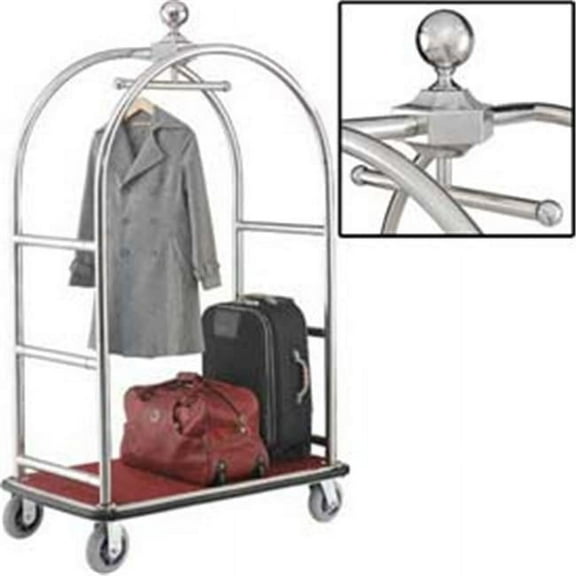Best Value Silver Stainless Steel Bellman Cart Curved Uprights 6 in. Rubber Casters - Red - 6in.