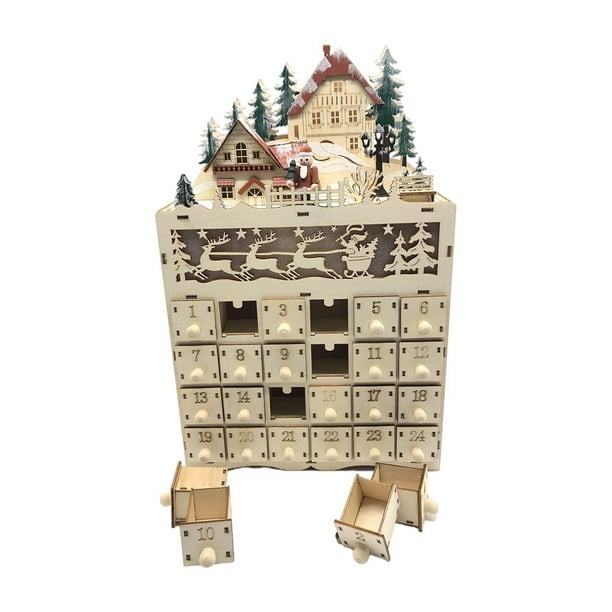 Calendario de Adviento Navidad con Cajones, Decoración Navideña de cuenta de regresiva de 24 Días, Decoración Hogar