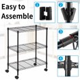 thumbnail image 4 of Dkelincs 3-Tier Metal Shelving, Adjustable Wire Shelving Unit with Casters and Leveling Feets, NSF Certified Storage Shelves for Kitchen, 23L x 13W x 32H, Black, 4 of 8