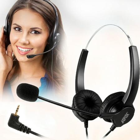 Hands-Free Noise Cancelling Binaural Headset Headphones with Mic/ Microphone for Panasonic Desk